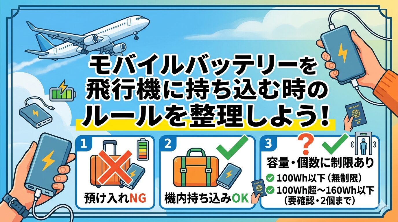 モバイルバッテリーを飛行機に持ち込む時のルールを整理しよう！
