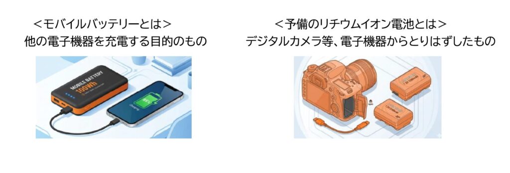 モバイルバッテリーと予備電池の違い。